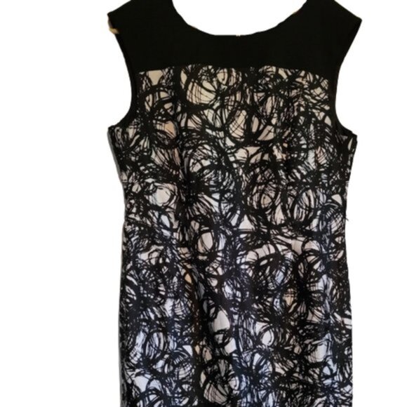 Black White Printed Sleeveless Dress Size 16 - - Picture 4 of 4